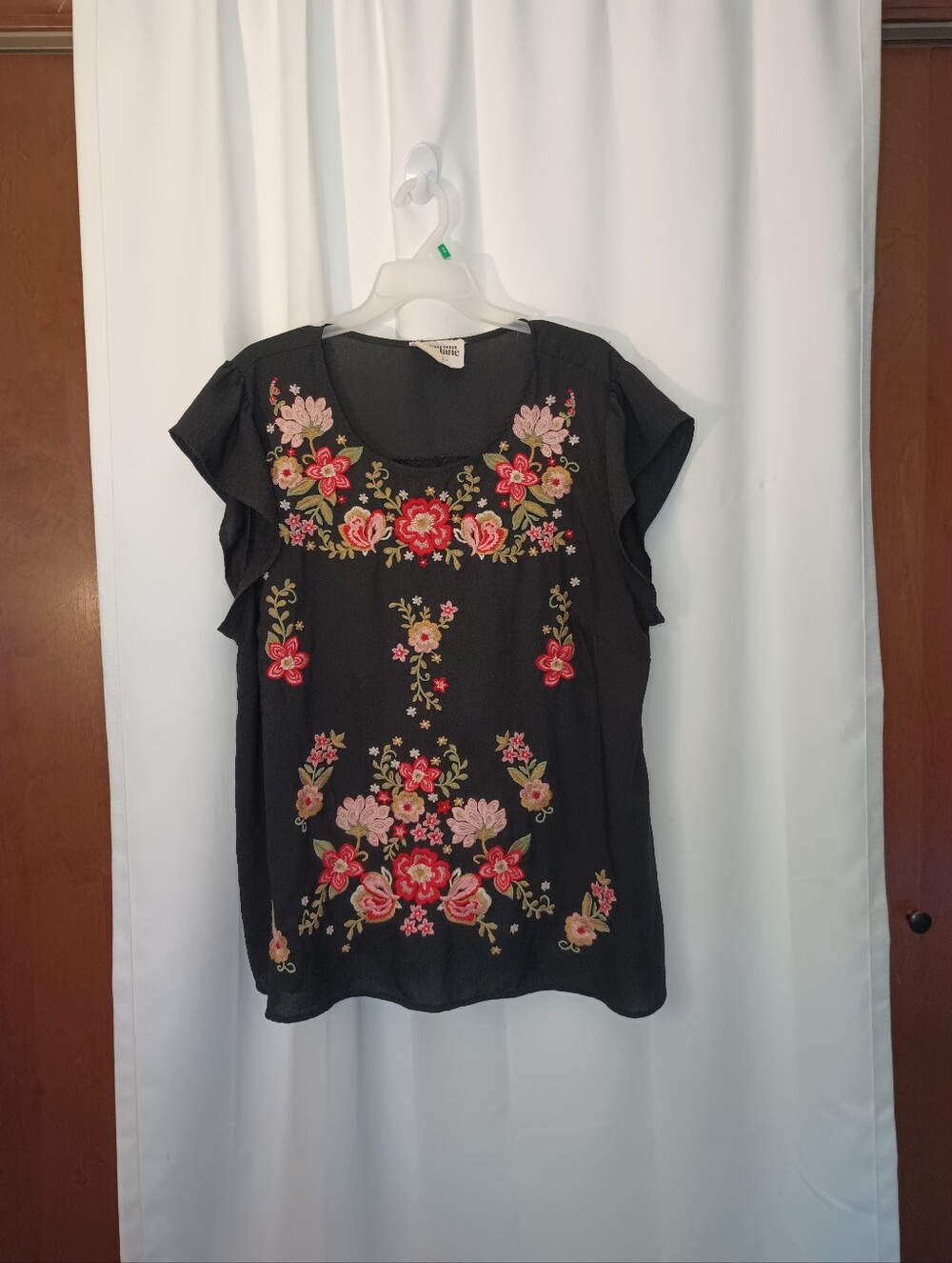 Savanna Jane Womens Embroidered Dark Cottage Peasant Top 2X Whimsigoth Boho